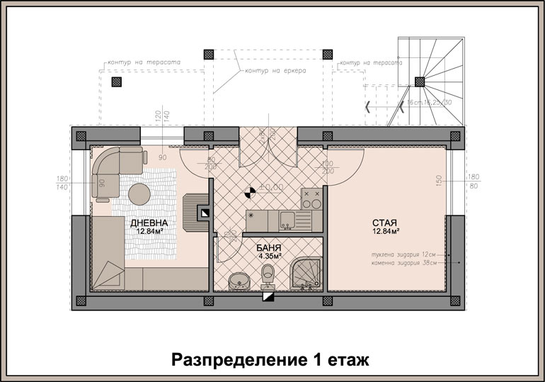 Разпределение на 1 етаж