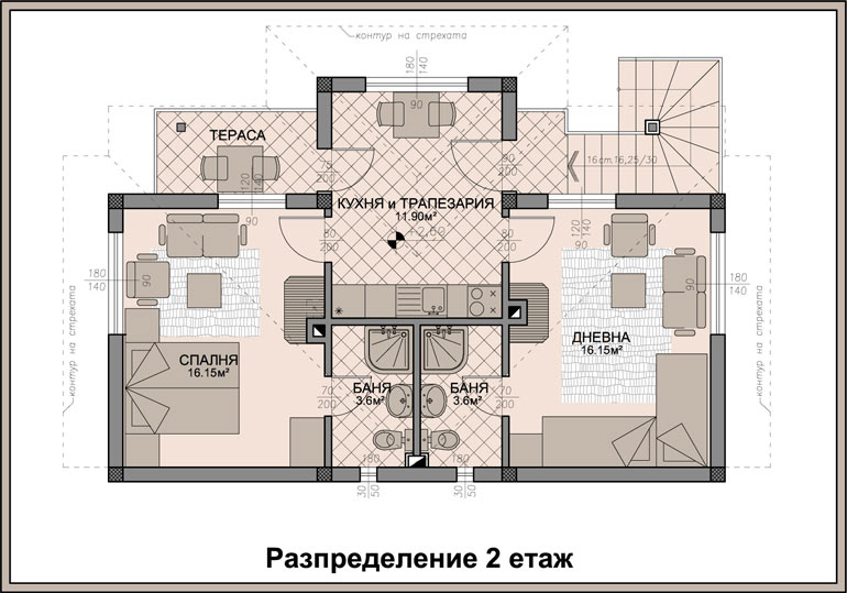 Разпределение на 2 етаж
